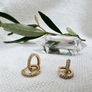 Megen Gabrielle Jewelry | 18K gold filled rectangle earrings. gold filled huggie earrings. simple diamond hoop earrings. gold filled diamond earrings. gold cz hoop earrings