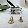 Megen Gabrielle Jewelry | 18K gold filled rectangle earrings. gold filled huggie earrings. simple diamond hoop earrings. gold filled diamond earrings. gold cz hoop earrings