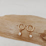 Megen Gabrielle Jewelry | Pearl Hoop Pearl Huggies |Gold filled Pearl Jewelry | Handmade Pearl Jewelry| Tiny Pearl Hoop |Santa Cruz California | Mini Pearl Hoops