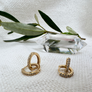 Megen Gabrielle Jewelry | 18K gold filled rectangle earrings. gold filled huggie earrings. simple diamond hoop earrings. gold filled diamond earrings. gold cz hoop earrings