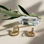 Megen Gabrielle Jewelry | 18K gold filled rectangle earrings. gold filled huggie earrings. simple diamond hoop earrings. gold filled diamond earrings. gold cz hoop earrings
