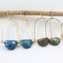 Megen Gabrielle Jewelry | 14K gold fill earrings, abalone earrings, abalone drop hoops, abalone hoop earrings, abalone earrings with 14K gold fill. drop hoop earrings. dangle earrings, labradorite hoop, moonstone