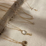 Sunburst Clear Quartz and Opal Charm Necklace- 14K GF