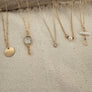 Sunburst Clear Quartz and Opal Charm Necklace- 14K GF