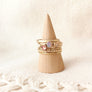 Megen Gabrielle Jewelry | 14K gold fill, gemstone stacking ring set displayed. Listing is for one gemstone stacking ring. Gemstone stack rings, small gold gemstone stack rings. genuine gemstone stack rings. gold stacking rings for women. 14k gold fill rings for ladies. gold filled stacking rings stones. gemstone stack rings small. womens gemstones gold stacking rings.