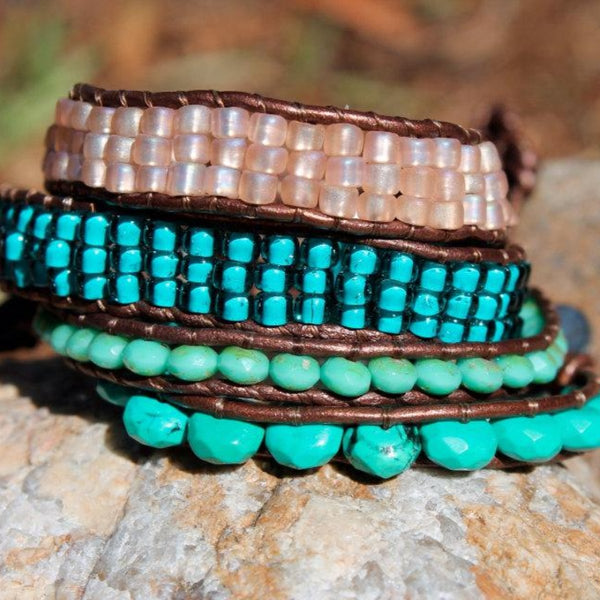 Megen Gabrielle Jewelry Studios Beaded Leather Bracelet