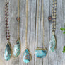 Chrysocolla necklaces. Beaded 14k gold fill chain. Tear drop stone necklace. 14k Gold fill. Megen Gabrielle Jewlery Studios, Handmade, real gemstone