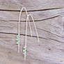 Megen Gabrielle Jewelry | stick dangle earrings with turquoise beads. turquoise bead earrings. simple earrings. dainty turquoise earrings. 14k gold fill earrings. sterling silver earrings.  women's bar earrings. bar earrings for women.