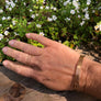 Megen Gabrielle Jewelry | 14K gold filled solid bangle. Hammered for texture and shine. Classic gold bangle.