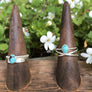 Megen Gabrielle Jewelry | Opal ring, turquoise ring. 14K gold fill opal ring, 14K gold full turquoise ring. Natural stone rings. Sterling silver opal ring, sterling silver turquoise ring.