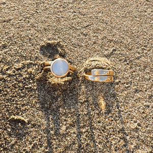 Megen Gabrielle Jewelry | mother of pearl ring. 14K gold fill mother of pearl ring. pearl ring. 14K gold fill ring. 14K gold fill pearl ring. classic pearl ring. natural pearl ring, 14k gold fill.