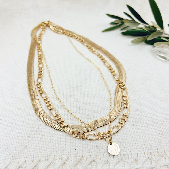 Megen Gabrielle Jewelry | 18k gold fill jewelry, 18 k gold fill Figaro chain, Figaro chain, Figaro necklace, gold Figaro chains, paperclip necklace for women. thick paperclip necklace, thin paper