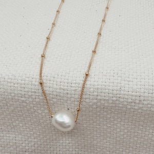 Megen Gabrielle Jewelry | Floating Pearl Necklace | Gold filled Pearl Jewelry | Handmade Pearl Jewelry 