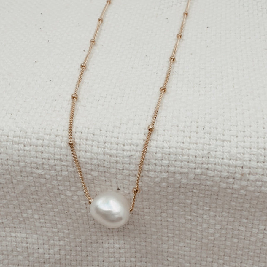 Megen Gabrielle Jewelry | Floating Pearl Necklace | Gold filled Pearl Jewelry | Handmade Pearl Jewelry 