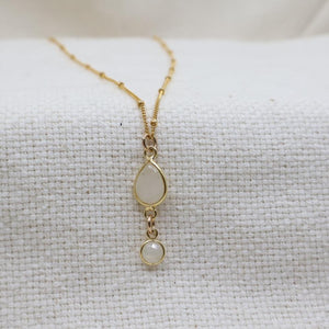 Moonstone Drop Pendant  Layering Necklace | Megen Gabrielle Jewelry | Moonstone Pendant Gold Filled