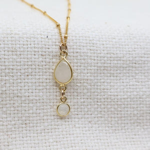 Moonstone Drop Pendant  Layering Necklace | Megen Gabrielle Jewelry