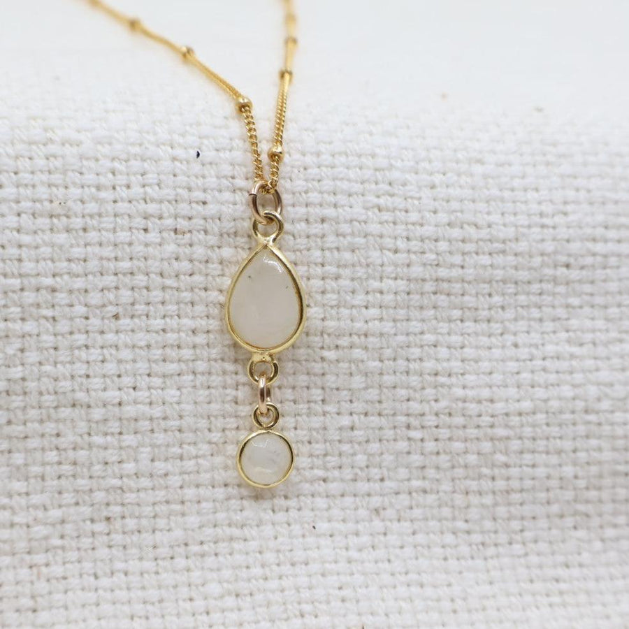 Moonstone Drop Pendant  Layering Necklace | Megen Gabrielle Jewelry