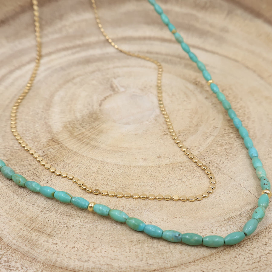 Dainty Layering Chains, Gold filled layering chains, gold filled jewelry, Santa Cruz Handmade Jewelry  jewelry ,Megen Gabrielle Jewelry Megen Gabrielle Jewlery Studios, Handmade, real gemstone, Turquoise Wrap Bracelet and Necklace