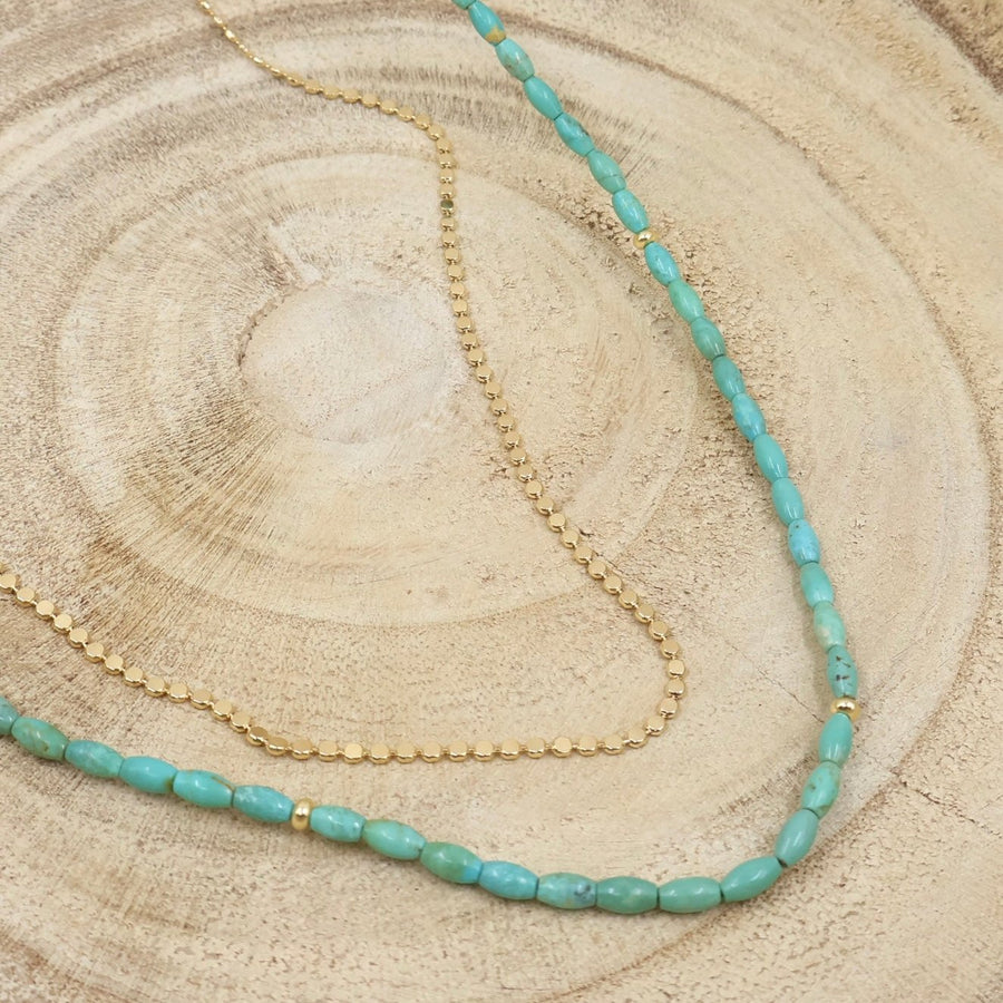 Turquoise Beaded Stone Necklace Megen Gabrielle Jewelry Megen Gabrielle Jewlery Studios, Handmade, real gemstone, Turquoise Wrap Bracelet and Necklace