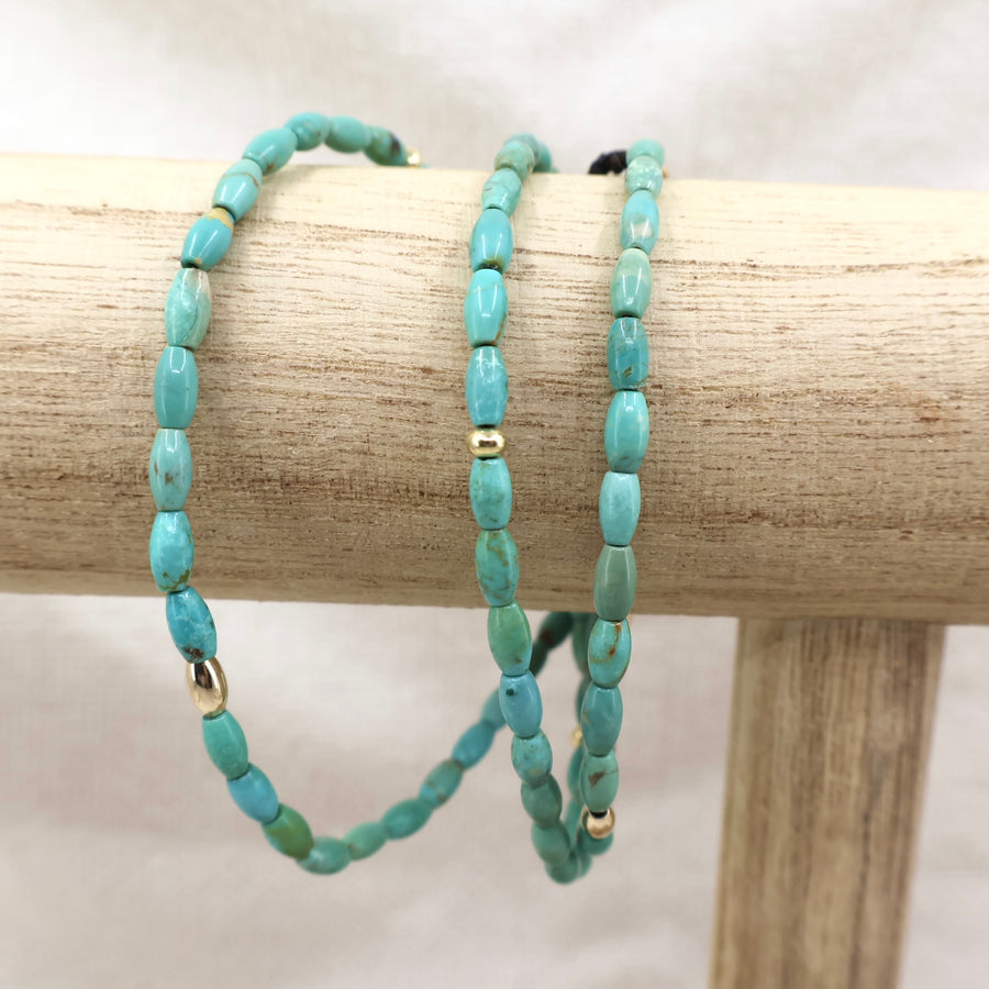 Turquoise Beaded Stone Necklace Megen Gabrielle Jewelry Megen Gabrielle Jewlery Studios, Handmade, real gemstone, Turquoise Wrap Bracelet and Necklace