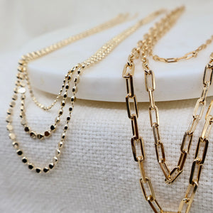 Dainty Layering Chains, Gold filled layering chains, gold filled jewelry, Santa Cruz Handmade Jewelry  jewelry ,Megen Gabrielle Jewelry Megen Gabrielle Jewlery Studios, Handmade, real gemstone jewelry, layering chains, non tangling chains, 