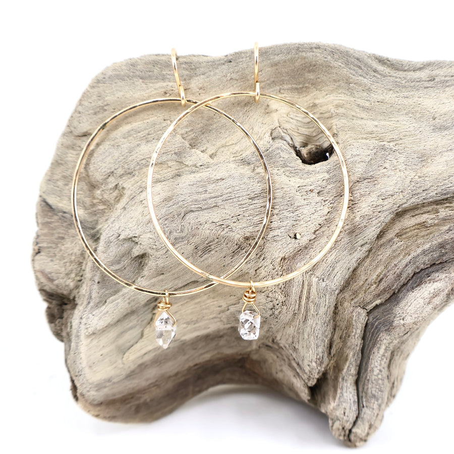 Herkimer Diamond Hoop- Clear Quarts Crystal