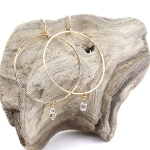 Herkimer Diamond Hoop- Clear Quarts Crystal