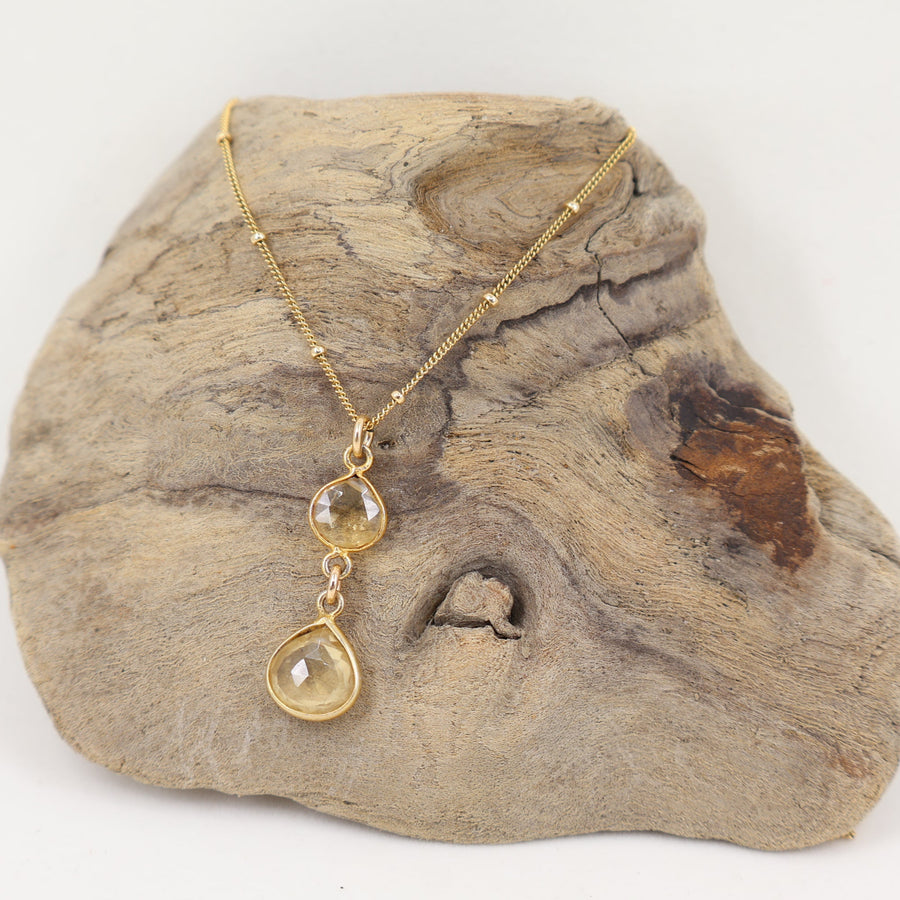 Megen Gabrielle Jewelry | Floating Pearl Necklace | Gold filled Pearl Jewelry | Handmade Pearl Jewelry | Citrine Necklace | Gold Citrine Necklace