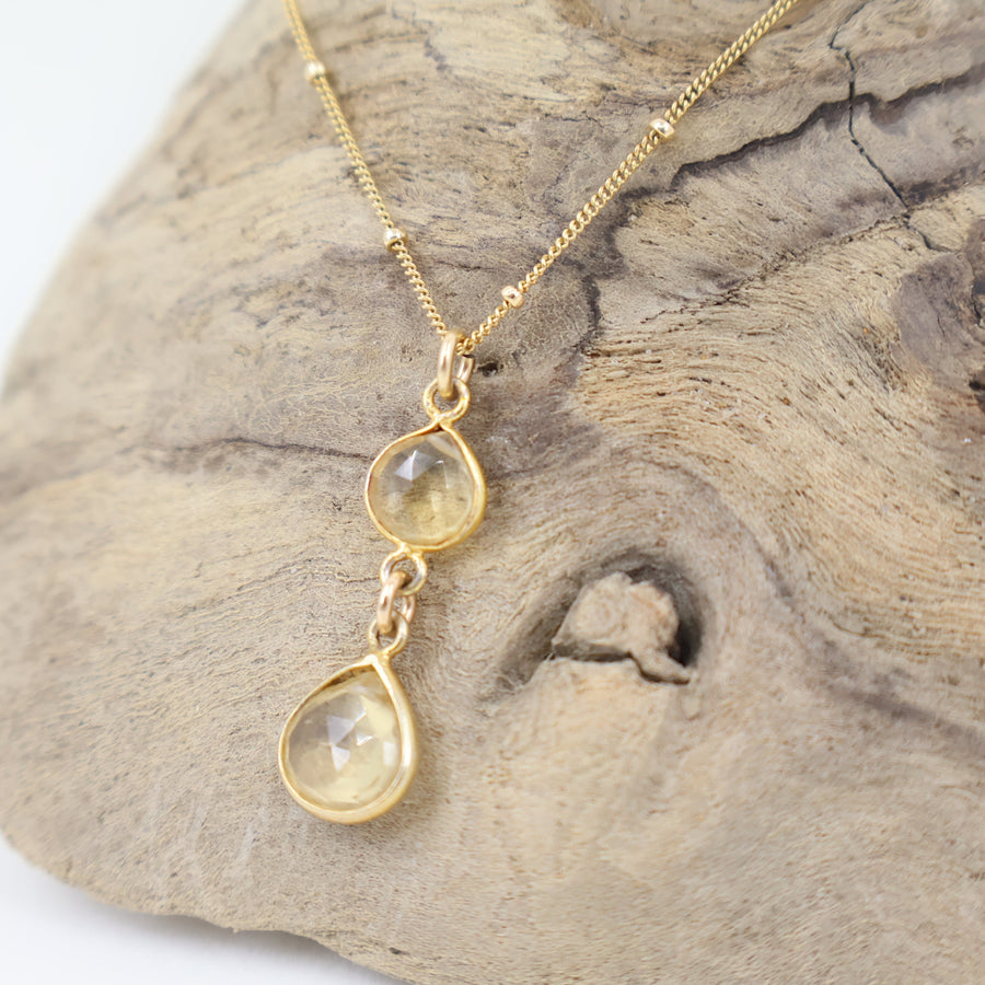 Megen Gabrielle Jewelry | Floating Pearl Necklace | Gold filled Pearl Jewelry | Handmade Pearl Jewelry | Citrine Necklace | Gold Citrine Necklace