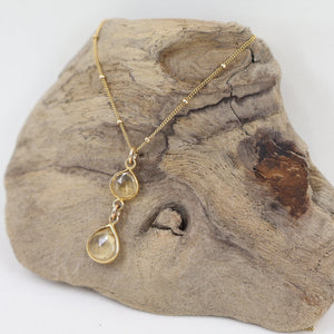 Megen Gabrielle Jewelry | Floating Pearl Necklace | Gold filled Pearl Jewelry | Handmade Pearl Jewelry | Citrine Necklace | Gold Citrine Necklace
