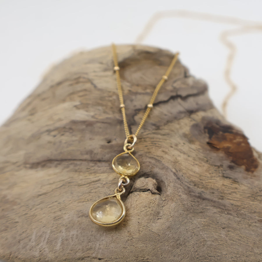 Megen Gabrielle Jewelry | Floating Pearl Necklace | Gold filled Pearl Jewelry | Handmade Pearl Jewelry | Citrine Necklace | Gold Citrine Necklace