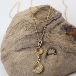 Megen Gabrielle Jewelry | Floating Pearl Necklace | Gold filled Pearl Jewelry | Handmade Pearl Jewelry | Citrine Necklace | Gold Citrine Necklace