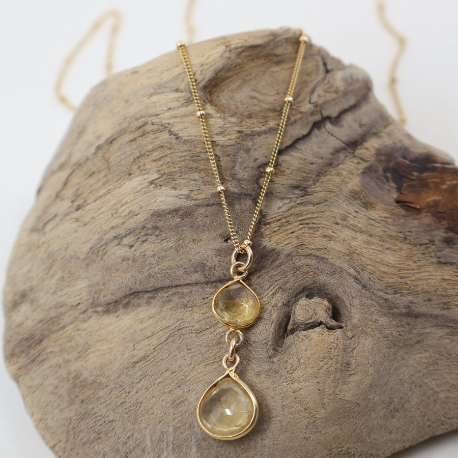 Megen Gabrielle Jewelry | Floating Pearl Necklace | Gold filled Pearl Jewelry | Handmade Pearl Jewelry | Citrine Necklace | Gold Citrine Necklace