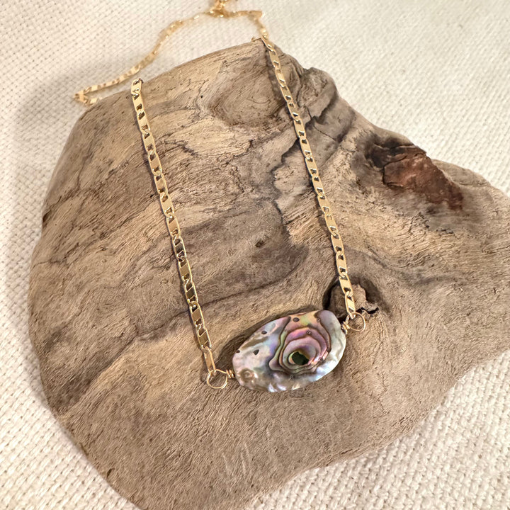 Pearl Pendant Necklace | Megen Gabrielle Jewelry| Gold Fill Pearl Necklace Megen Gabrielle Jewelry | Floating Pearl Necklace | Gold filled Pearl Jewelry | Handmade Pearl Jewelry | Abalone Jewelry | Abalone Shell Jewelry | California Luxury Jewelry 