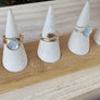 Handmade mother of pearl ring in sterling silver featuring an iridescent oval shell stone, smooth polished band, and minimalist artisan design. by Megen Gabrielle Jewelry 14K gold fill mother of pearl ring, pearl ring, 14K gold fill ring, gold pearl ring, classic pearl ring, natural pearl ring, handmade rings, stackable gold rings, beachy jewelry