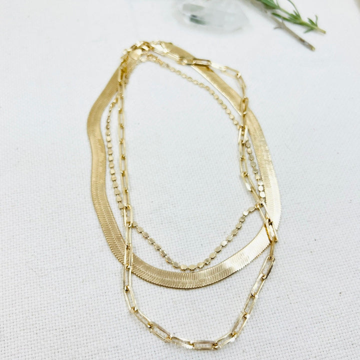 Buy GOLD Three-layer Herringbone Choker Necklace Snake Layered Chain Choker Herringbone  Layering Necklace Set ANTI-TARNISH Jewelry Gift for Mom Online in India -  Etsy