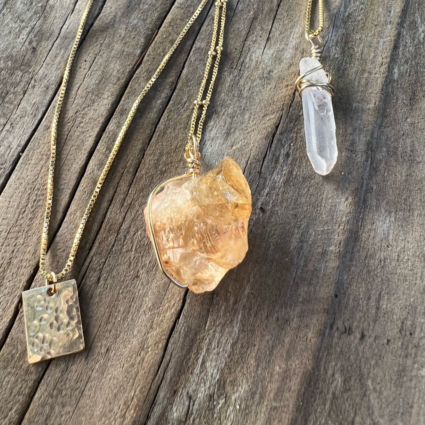 Raw Citrine Necklace • The Green Crystal