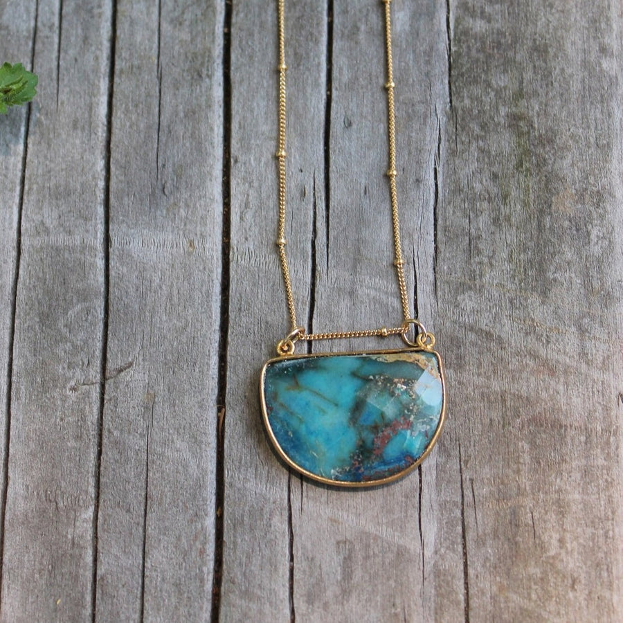 Megen Gabrielle Jewlery Studios, Handmade, real gemstone Teal jewelry. Blue jewelry. Gold and teal necklace