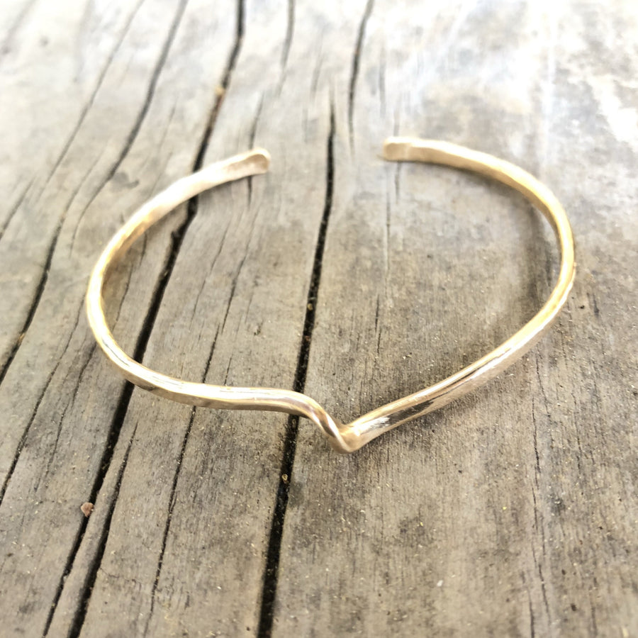 Megen Gabrielle Jewelry | The handmade wave cuff bracelet. gold filled cuff bracelet, wave shaped. 