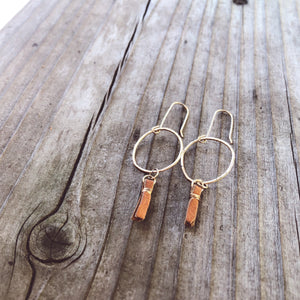  Megen Gabrielle Jewelry | handmade circle hoops with small leather tassel. Small hoop earrings. Earrings with leather. Hoop earrings with leather