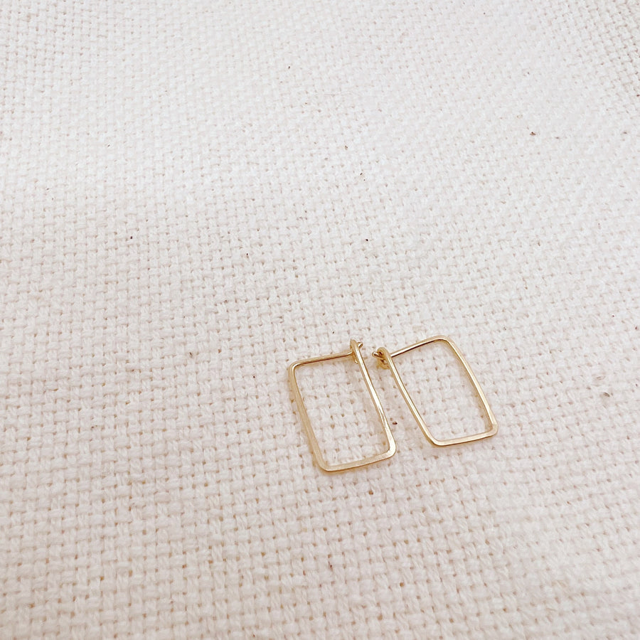 Megen Gabrielle Jewelry | 14K gold filled geometric hoops. Small geometric hoops. medium geometric hoops. Large geometric hoops. 14K gold fill, Sterling silver, 14K Rose Gold fill. Simple earrings.