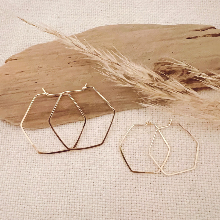Megen Gabrielle Jewelry | Handmade Hexagon Hoops