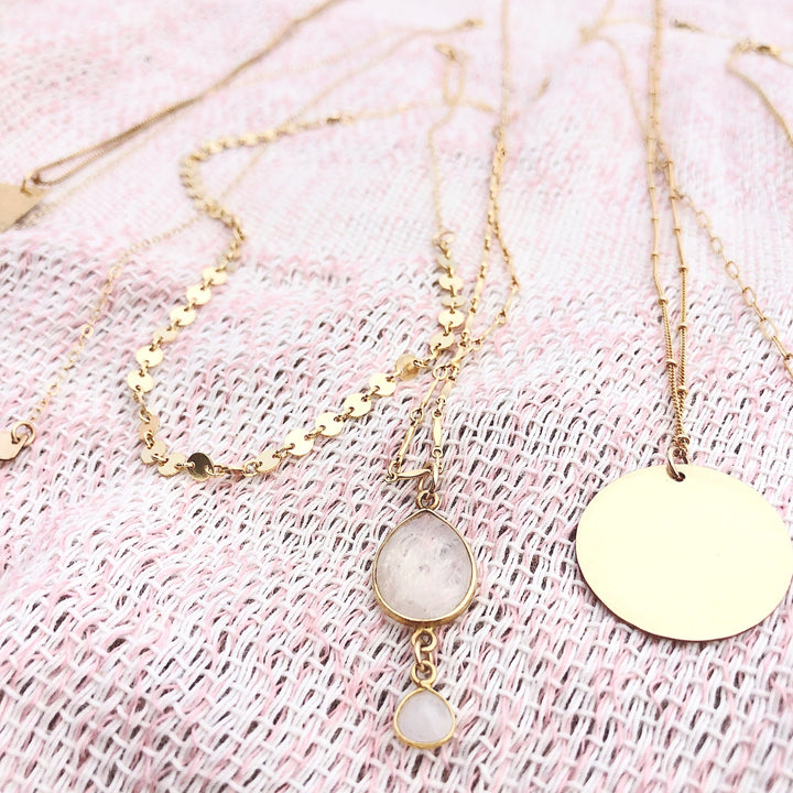 Moonstone Drop Pendant Necklace | Megen Gabrielle Jewelry