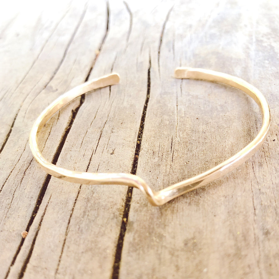 Megen Gabrielle Jewelry | The Handmade Wave Cuff Bracelet. gold filled cuff bracelet, wave shaped. 